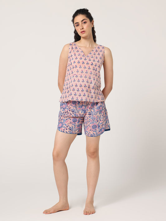 BLUE-PINK SHORTS NIGHT SUIT