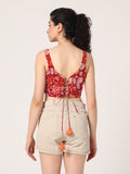 RED HAND BLOCK PRINTED CORSET TOP