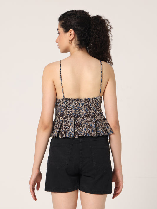 BLACK HAND BLOCK PRINTED CROP TOP