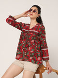 RED HAND BLOCK PRINTED TOP