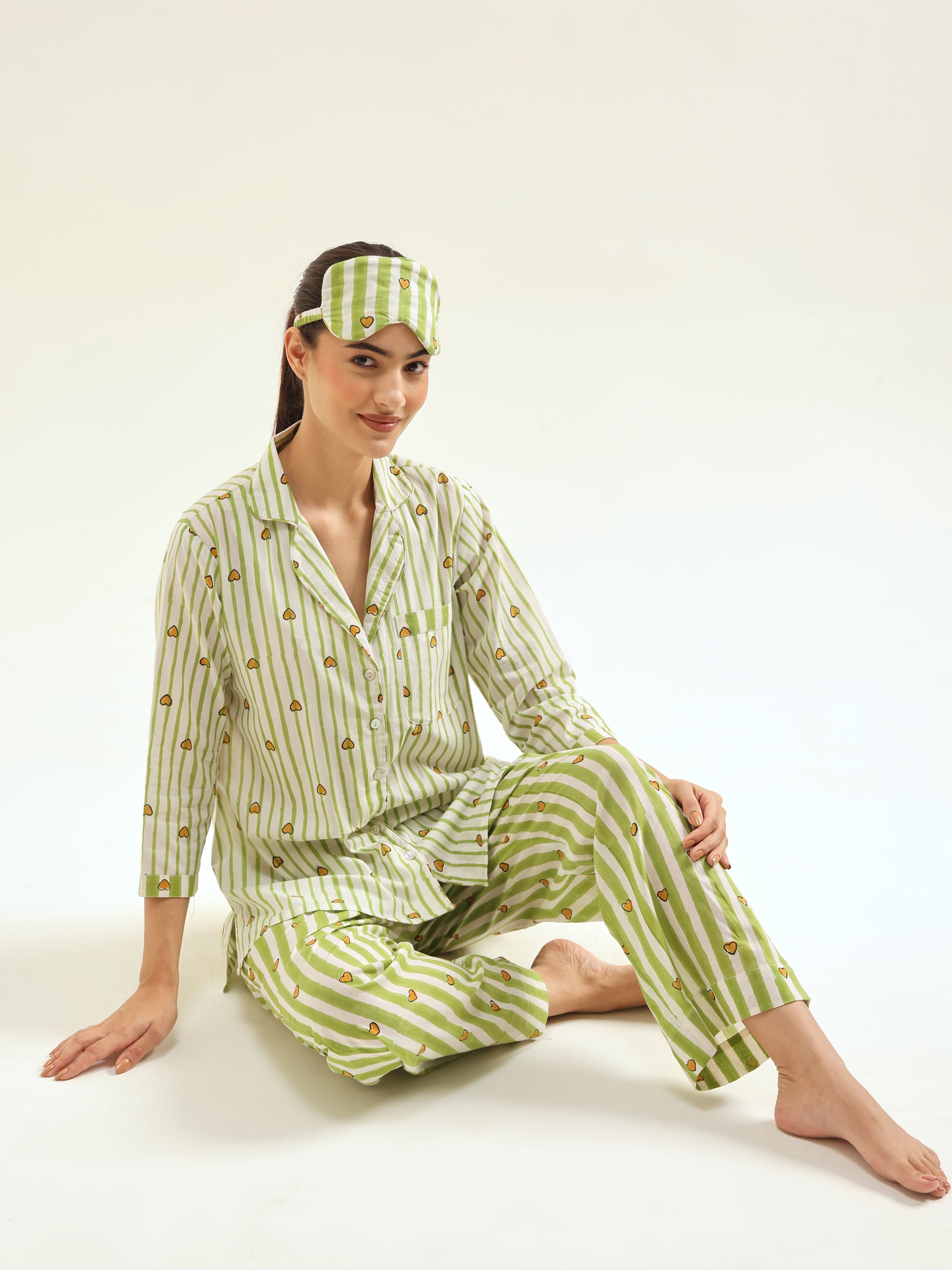 Green-White Night Suit