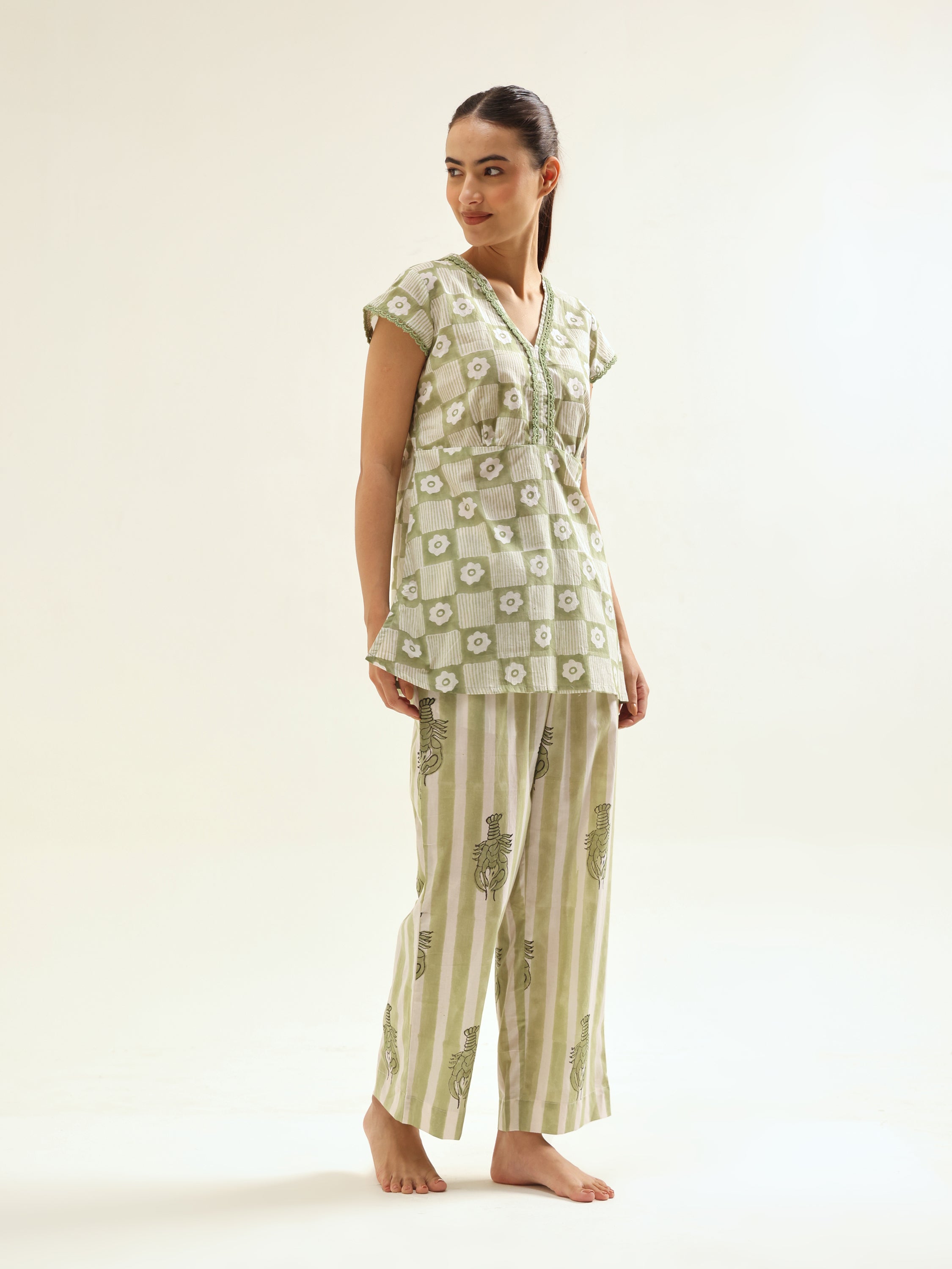 Sea- Green Night Suit