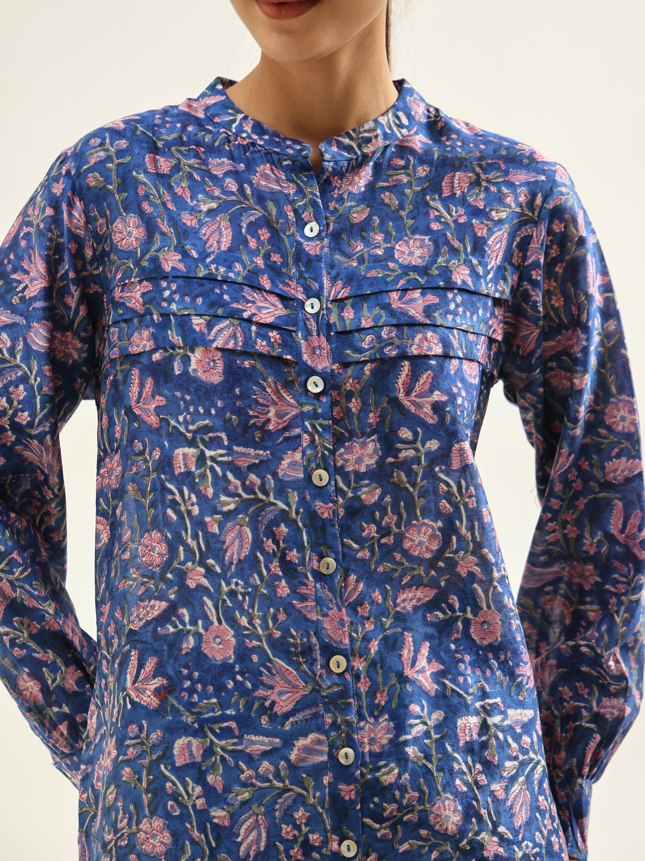 Dark Blue Chanderi Shirt