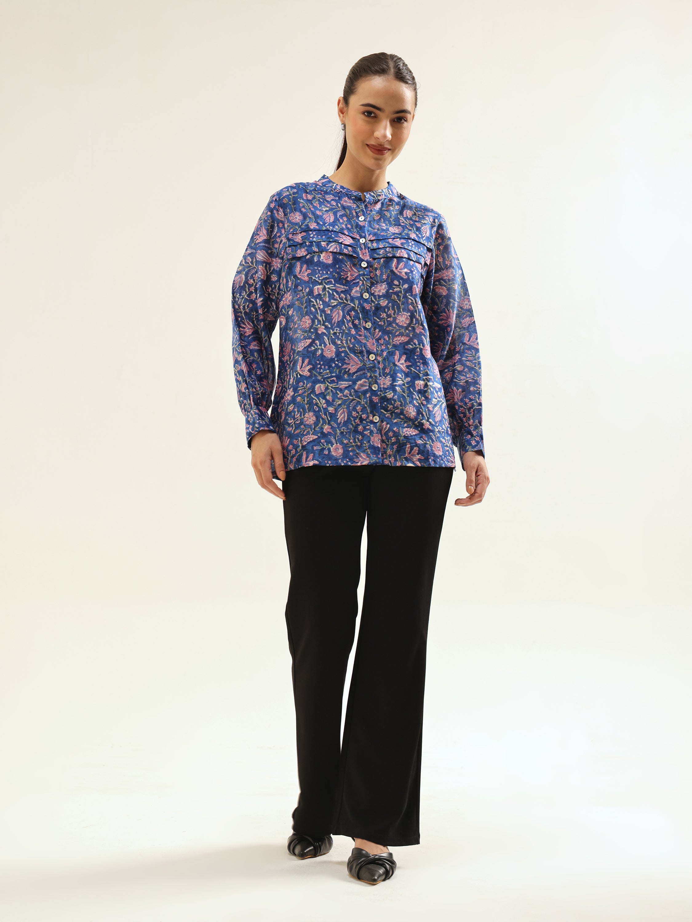 Dark Blue Chanderi Shirt