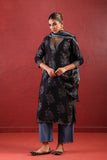 BLACK CHANDARI STRAIGHT LINE KURTA SET