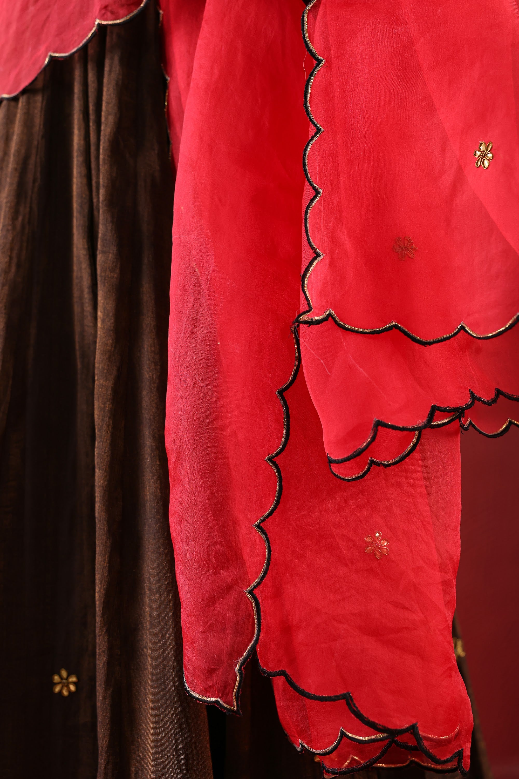 Black Brownish Zari Anarkali Suit