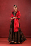 Black Brownish Zari Anarkali Suit