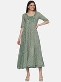 SAGE GREEN BLOCK PRINT DRESS