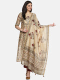 BEIGE FLORAL BLOCK PRINT KURTA SET IN CHANDERI