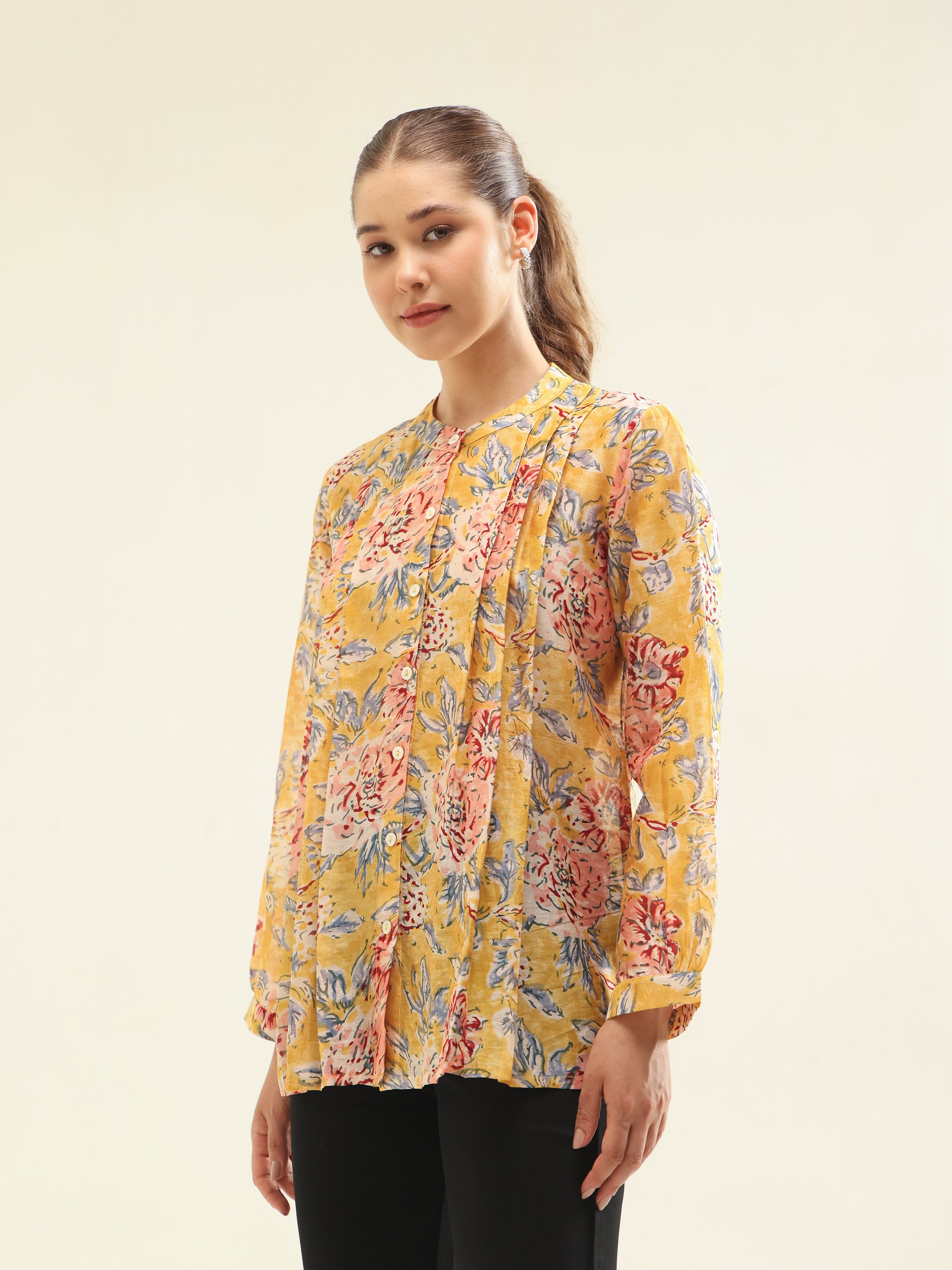 Yellow Chanderi Shirt