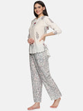 WHITE AND PURPLE  BLOCK PRINT LOUNGE WEAR