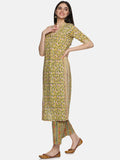 LEMON YELLOW FLORAL PRINT KURTA PLAZZO SET