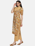 MUSTARD YELLOW BLOCK PRINT KURTA PLAZZO SET