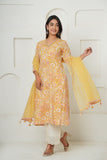 YELLOW HAND BLOCK PRINTED KURTA SET
