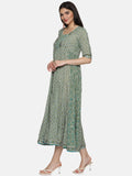 SAGE GREEN BLOCK PRINT DRESS