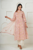 PEACH HAND BLOCK PRINTED KURTA SET