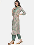 SEA GREEN STRAIGHT BLOCK PRINT KURTA