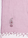 Purple Hand block printed kurta with plain pant and kota doriya dupatta