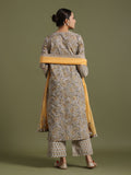 Grey hand block printed kurta set