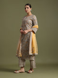 Grey hand block printed kurta set