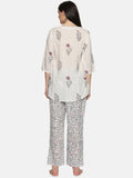 WHITE AND PURPLE  BLOCK PRINT LOUNGE WEAR