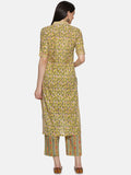 LEMON YELLOW FLORAL PRINT KURTA PLAZZO SET