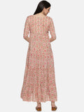 PEACH BLOCK PRINT DRESS