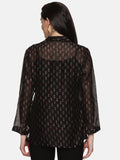 BLACK FORMAL BLOCK PRINT SHIRT IN CHANDERI