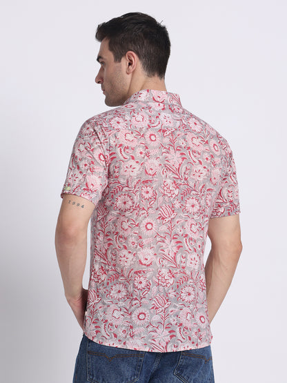 Pink Block Print Mens Shirt