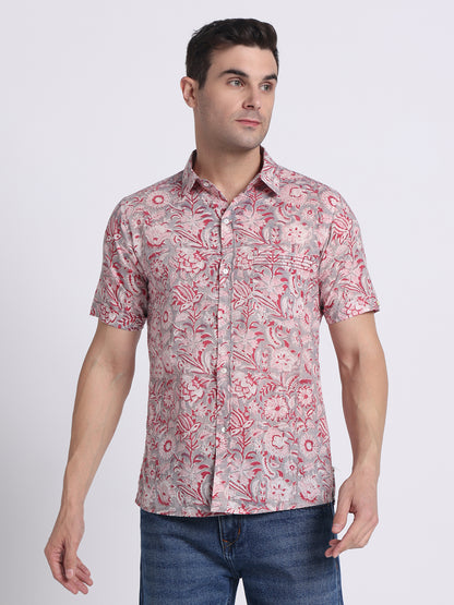 Pink Block Print Mens Shirt