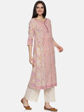CRÈME & PINK PANEL KURTA SET