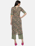 GREEN BLOCK PRINT KURTA PLAZZO SET