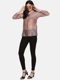 GREY PINK FLORAL BLOCK PRINT FORMAL SHIRT IN CHANDERI