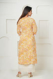 YELLOW HAND BLOCK PRINTED KURTA SET