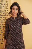 BLACK AJRAKH PRINTED PRINCESS LINE KURTA