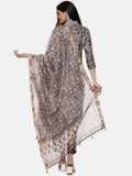 PURPLE BLOCK PRINT KURTA SET IN CHANDERI
