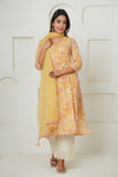 YELLOW HAND BLOCK PRINTED KURTA SET