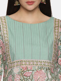 SEA GREEN STRAIGHT BLOCK PRINT KURTA
