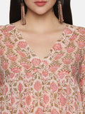 PEACH BLOCK PRINT DRESS