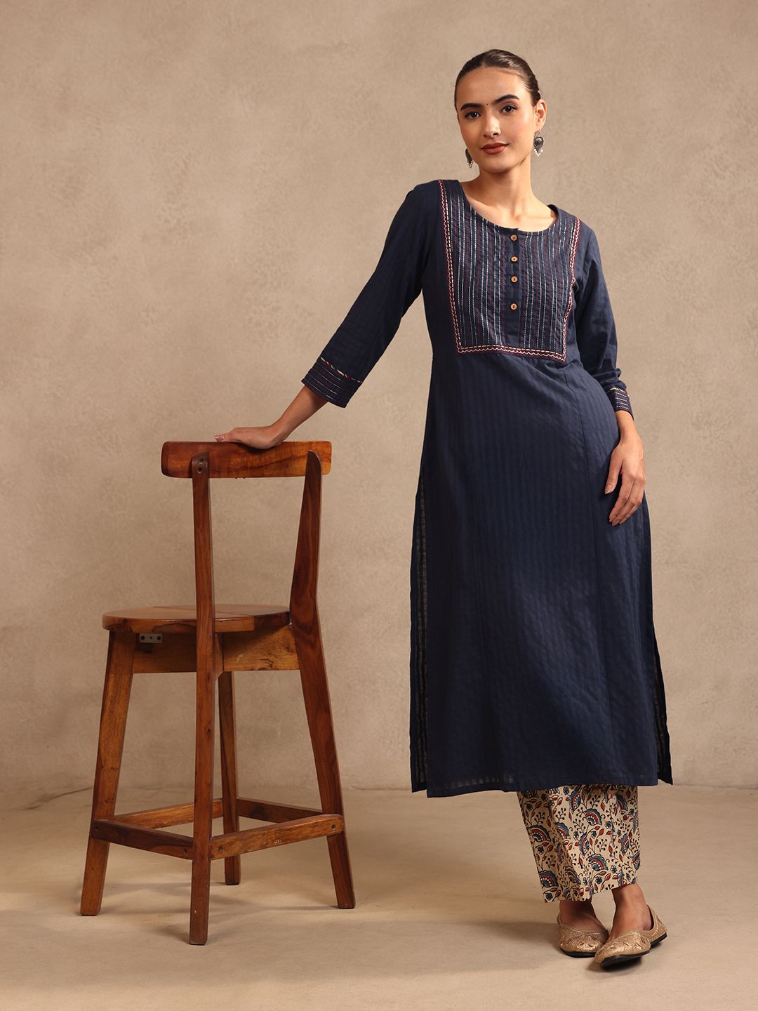 Navy Blue  Kurta Plazo Set