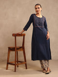Navy Blue  Kurta Plazo Set