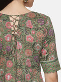GREEN BLOCK PRINT KURTA PLAZZO SET