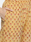 MUSTARD YELLOW BLOCK PRINT KURTA PLAZZO SET