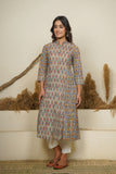 SEA GREEN HAND BLOCK PRINTED PRINCESS LINE KURTA