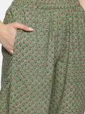GREEN BLOCK PRINT KURTA PLAZZO SET