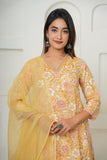 YELLOW HAND BLOCK PRINTED KURTA SET
