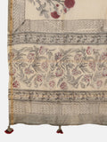 BEIGE FLORAL BLOCK PRINT KURTA SET IN CHANDERI