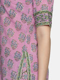 LAVENDER BLOCK PRINT KURTA PLAZZO SET