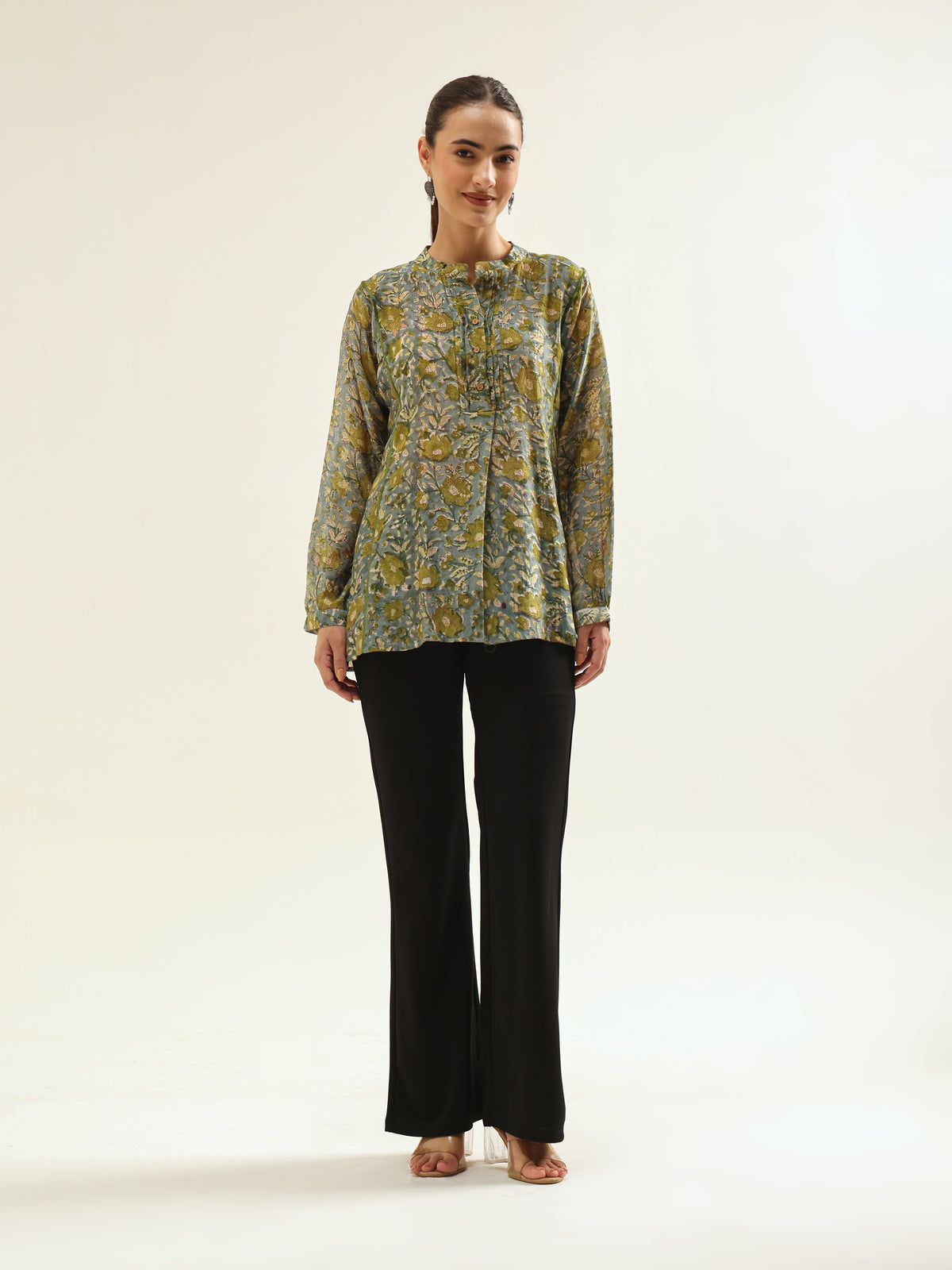 Mehendi Green Chanderi Shirt