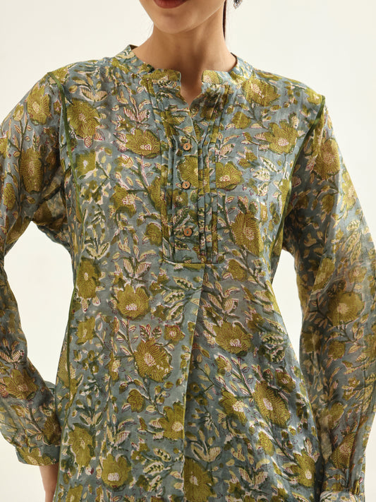 Mehendi Green Chanderi Shirt